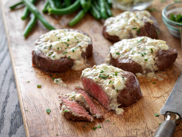 Beef Tenderloin Filets with Blue Cheese Topping