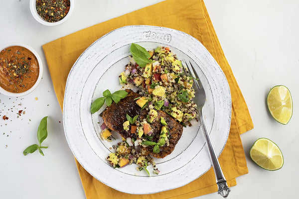 Cajun-spiced Salmon with Quinoa and Red Pepper Sauce