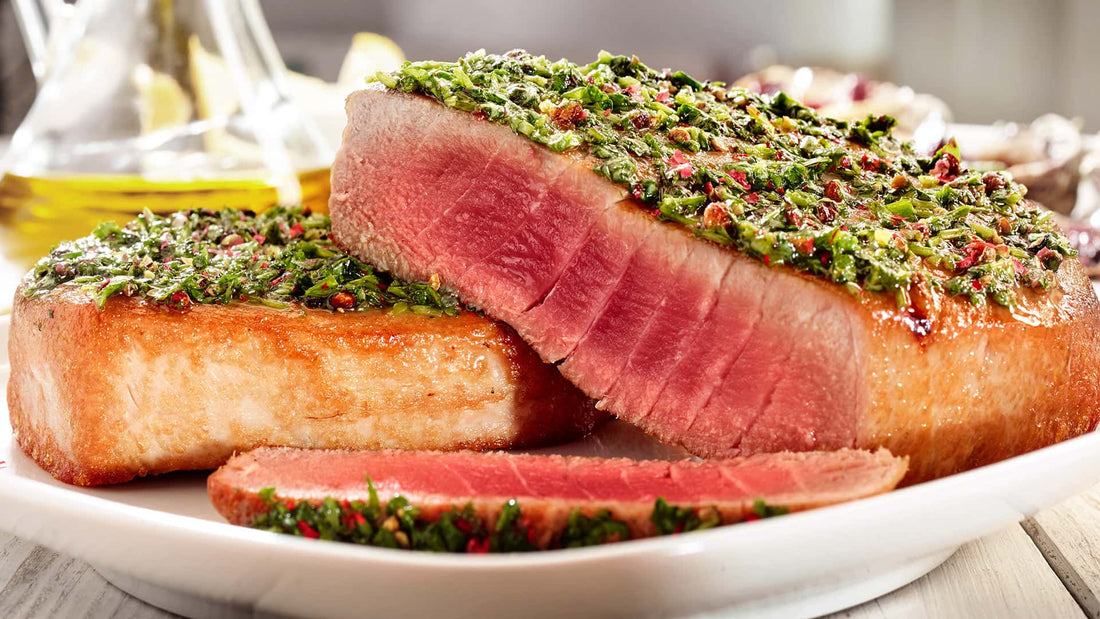 Grilled Tuna Steaks with Sun Dried Tomato Pesto - LGCM Dev