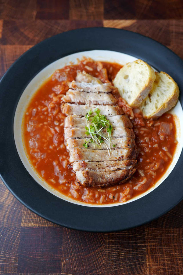 Pork Chops with Tomato and Rice Stew