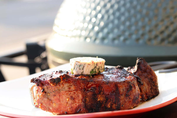 Strip Steak with Red Wine Compound Butter