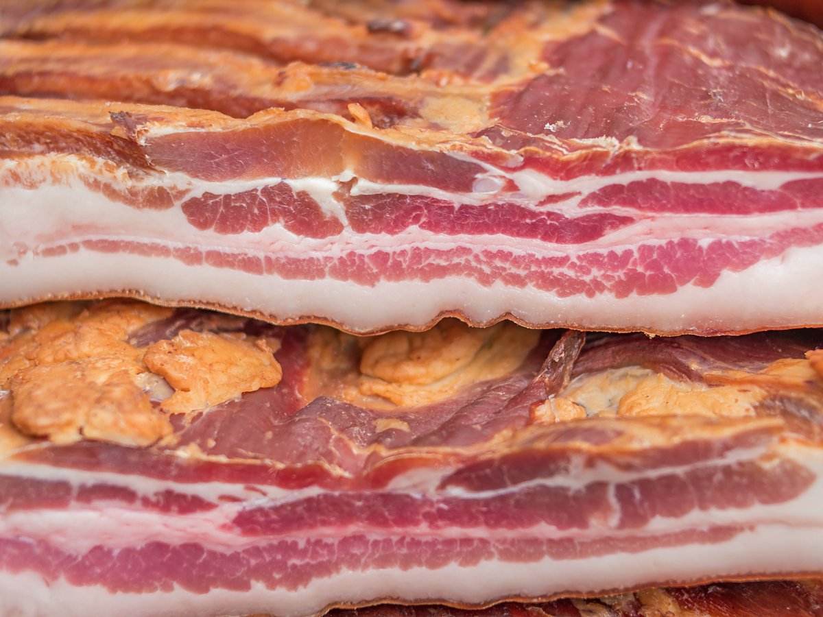 close up image of bacon whole belly