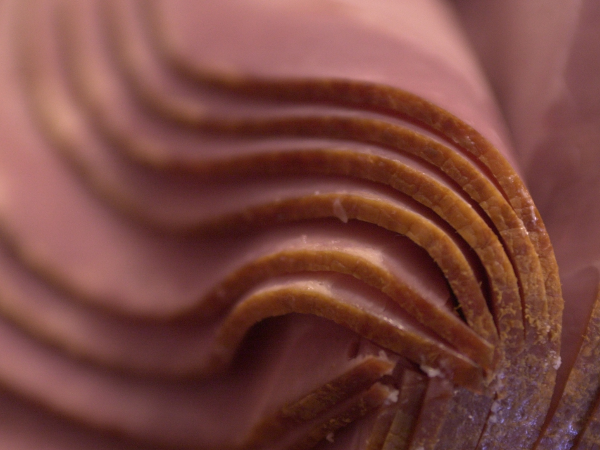 close up of sliced ham