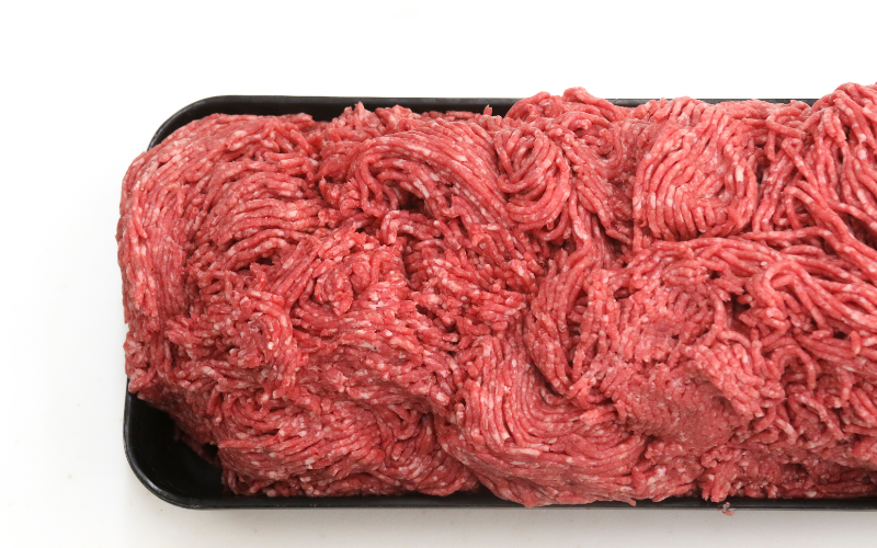 a tray of raw ground beef