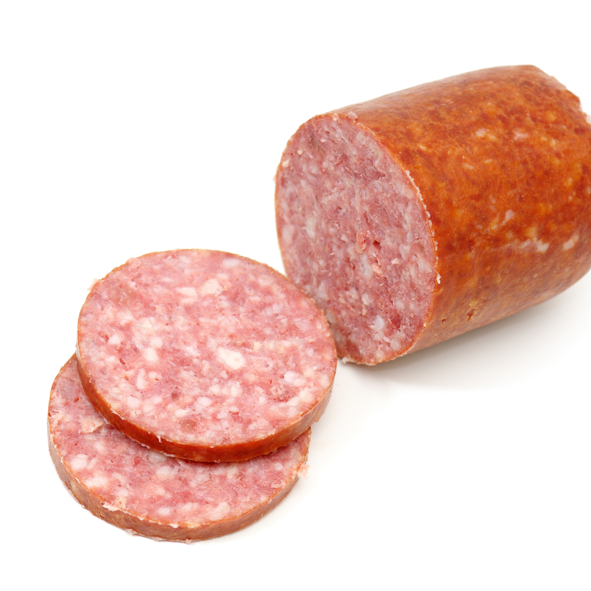 sliced open summer sausage