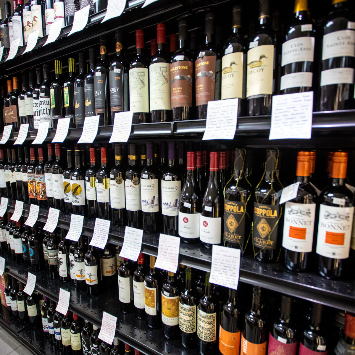 Wine bottles on a shelf
