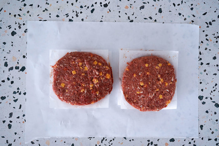 beef burger patties stuffed with cheddar cheese and bacon