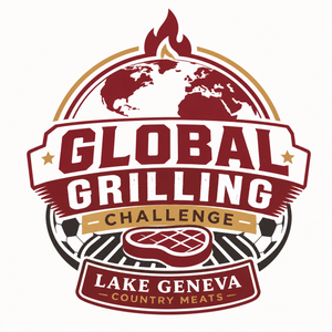 Logo for Global Grilling Challenge with 'Lake Geneva Country Meats' text