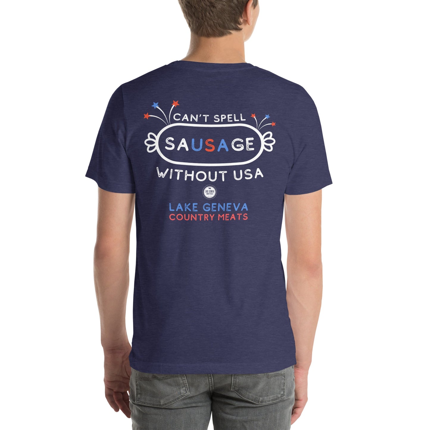 LGCM Can't Spell Sausage Without USA T-shirt - Lake Geneva Country Meats