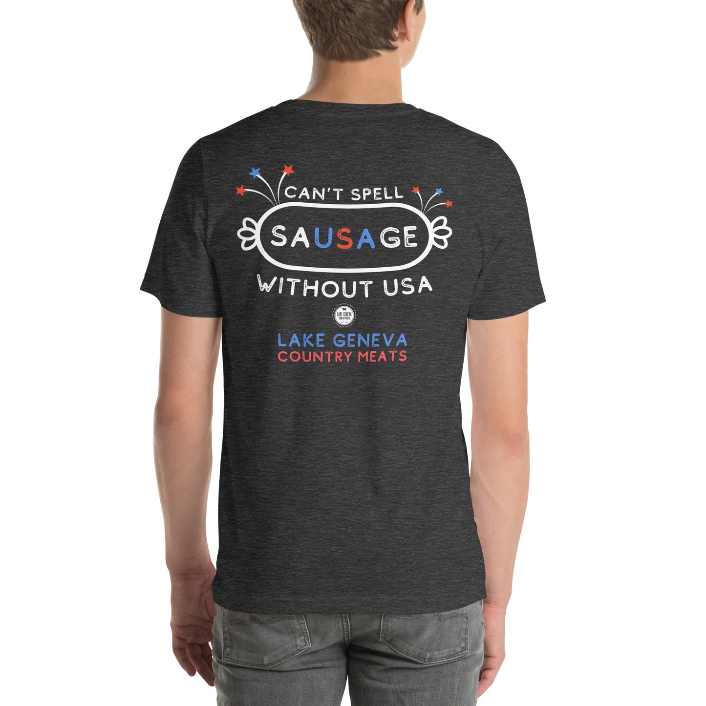 LGCM Can't Spell Sausage Without USA T-shirt - Lake Geneva Country Meats