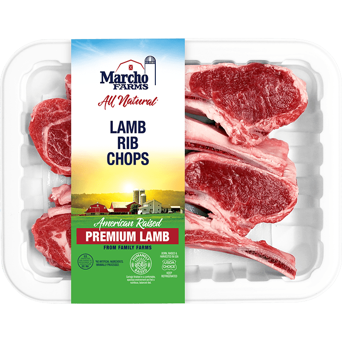 a package of marcho farms lamb rib chops