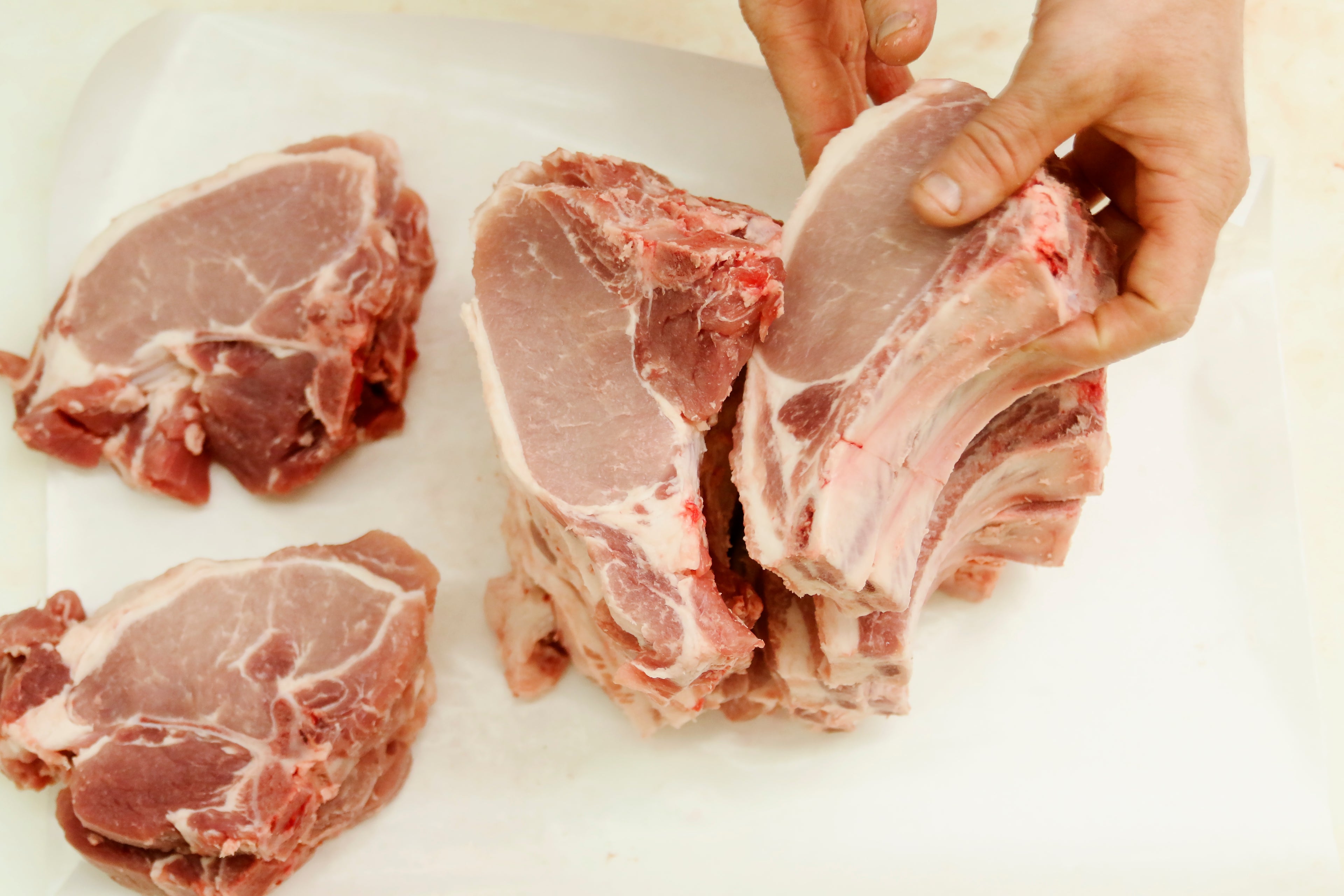 A stack of pork chops 
