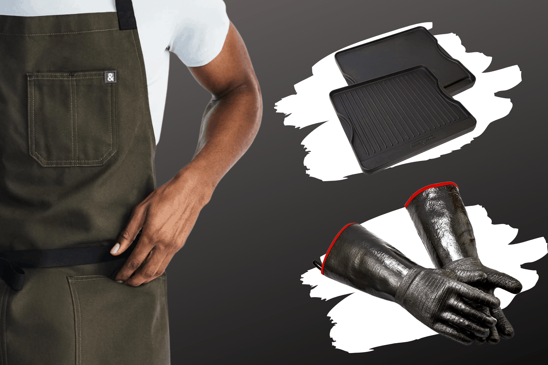 Apron, grill pan and heat gloves - Grill gifts