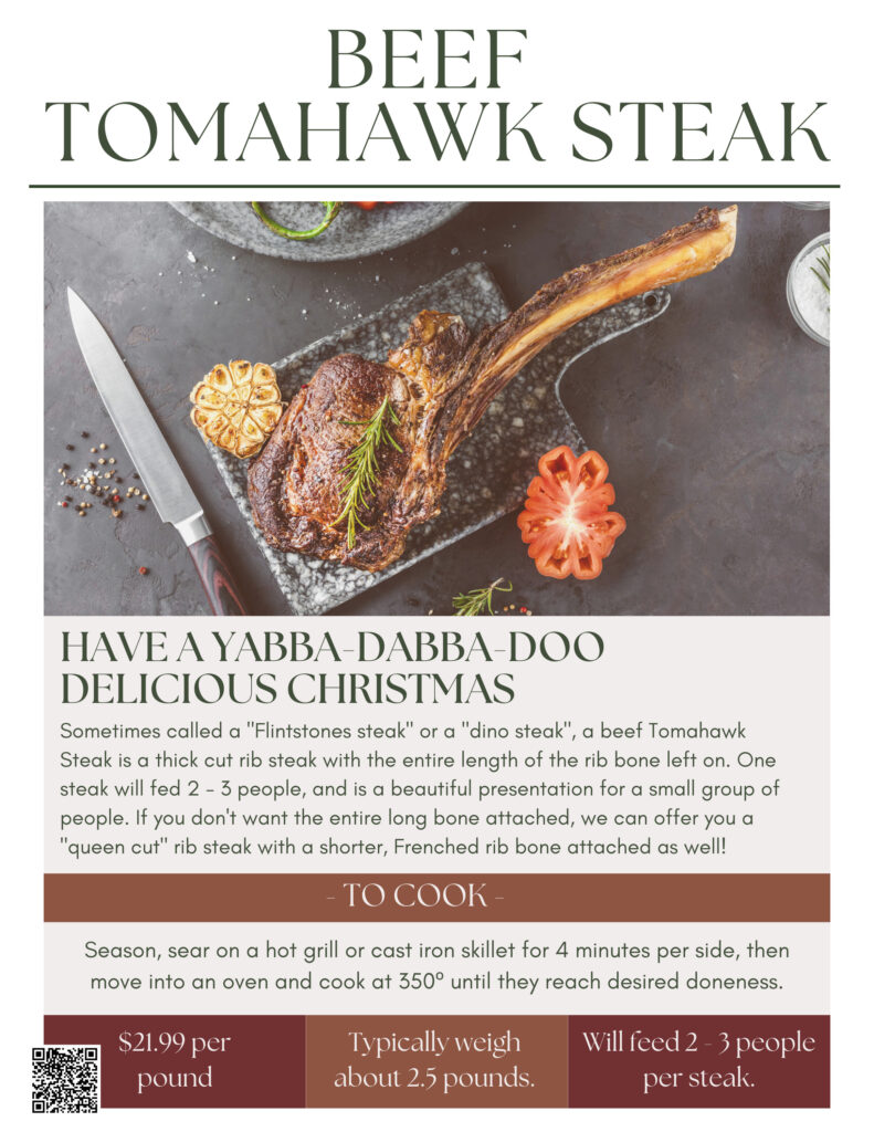 An LGCM Christmas 5 TOMAHAWK STEAK