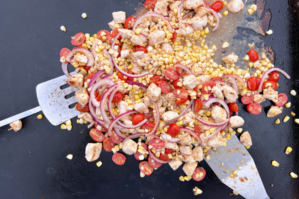 Cooking Tomato Corn Chicken Skillet