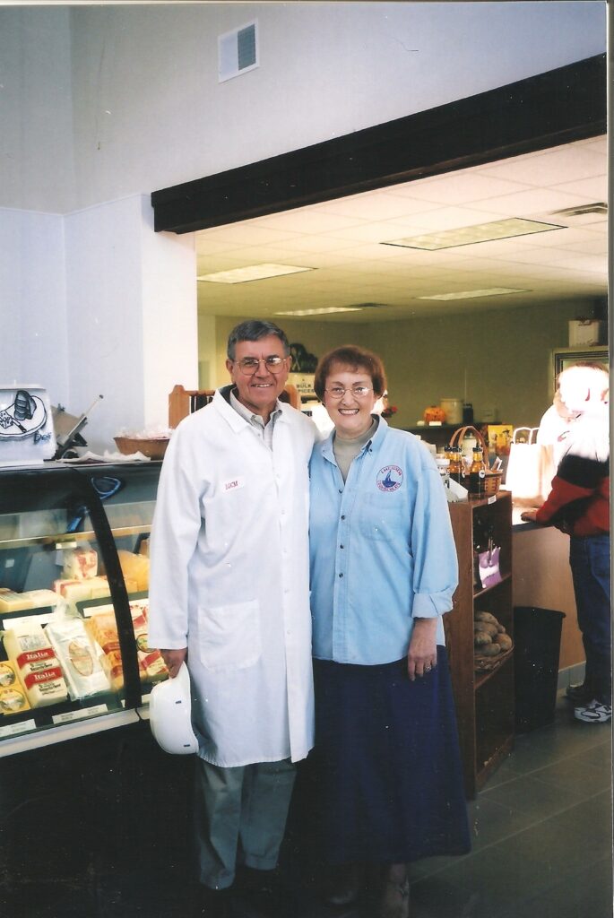 Dr. Dennis Buege of the University of Wisconsin with Rita Leahy. Dr. Buege was tremendously helpful as we developed our meat safety plans, was a great friend and even presented Rita at her WI Meat Hall of Fame induction.