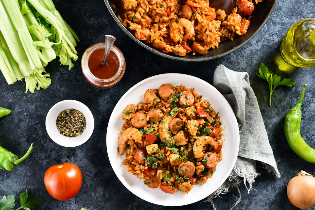 mardi gras jambalaya spread