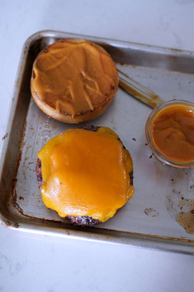 perfect bacon cheeseburger with fancy sauce