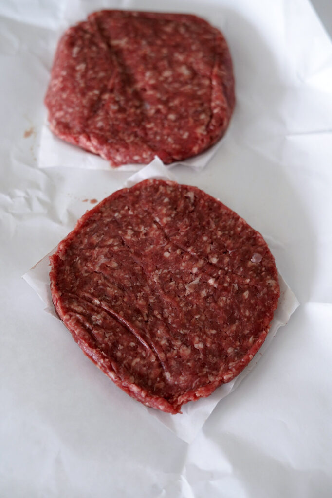 raw hamburger patties